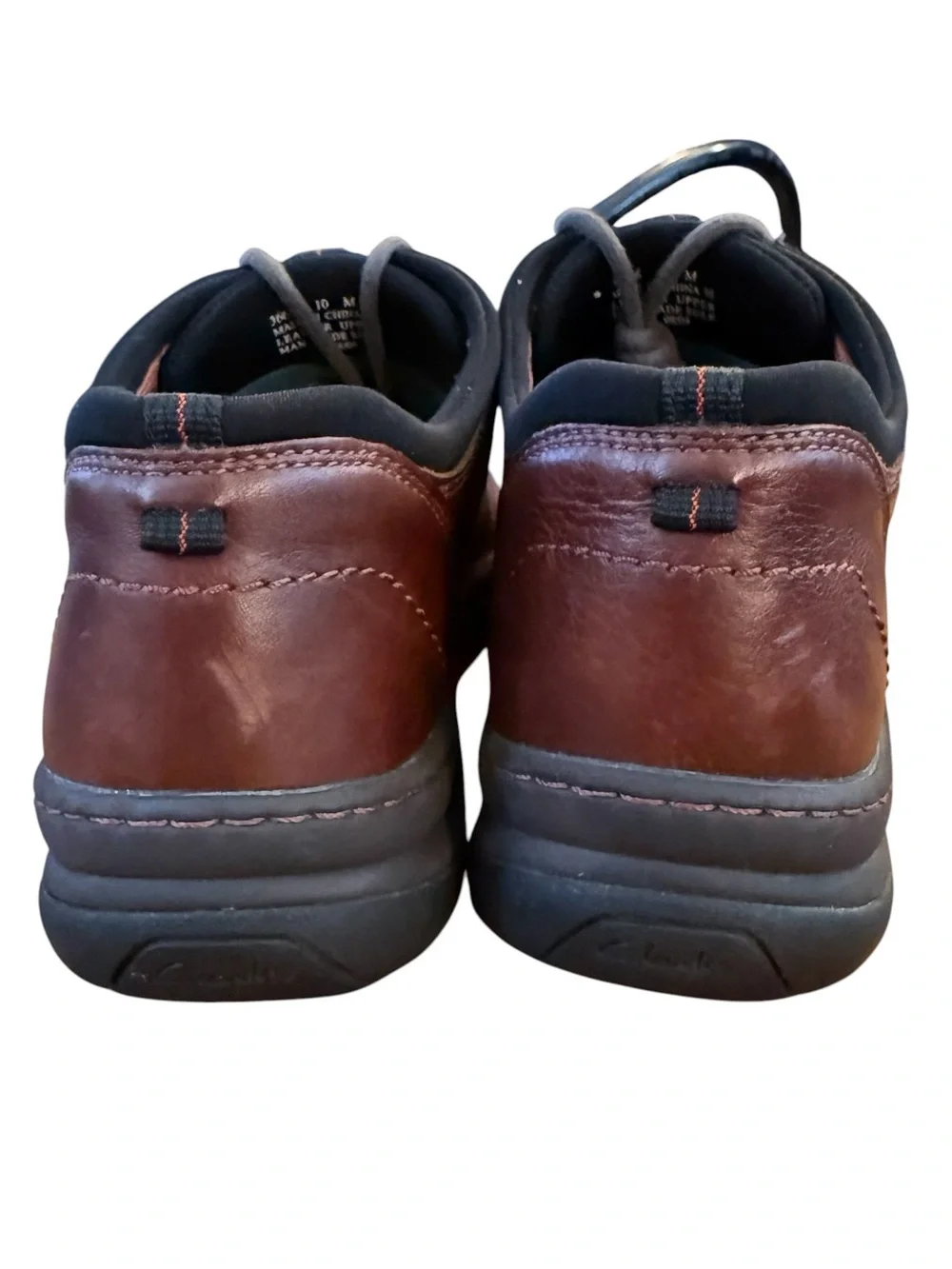 Clarks Travel Trek Men’s 10 Brown Leather Walking Comfort Oxford Shoes